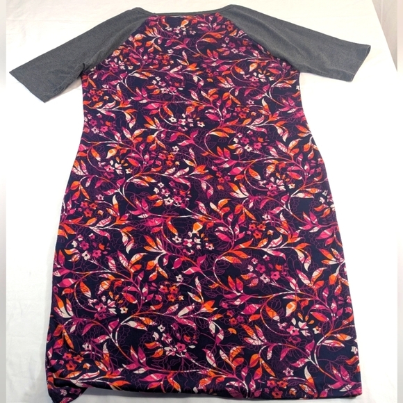 LuLaRoe Julia Bodycon Floral Patterned Shirt Dress with Gray Sleeves Size 2XL - Picture 2 of 7